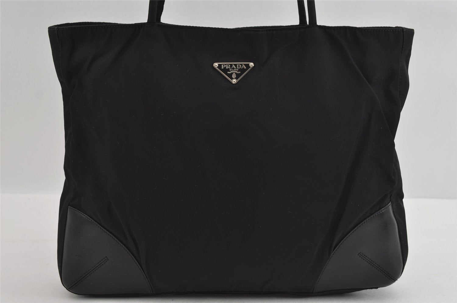 Authentic PRADA TESSUTO EASY Nylon Leather Shoulder Tote Bag BR1041 Black 1586I