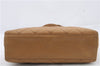 Authentic CHANEL Caviar Skin Matelasse CoCo Mark Hand Tote Bag Brown 1587D