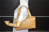 Authentic CHANEL Caviar Skin Matelasse CoCo Mark Hand Tote Bag Brown 1587D