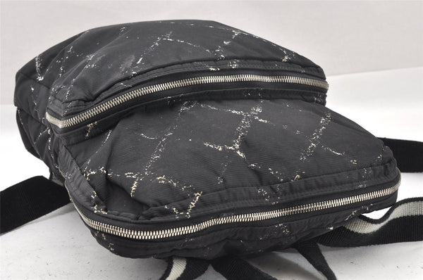 Authentic CHANEL Old Travel Line Backpack Purse Nylon Black 1587I