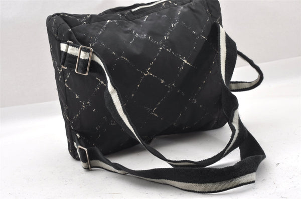 Authentic CHANEL Old Travel Line Backpack Purse Nylon Black 1587I