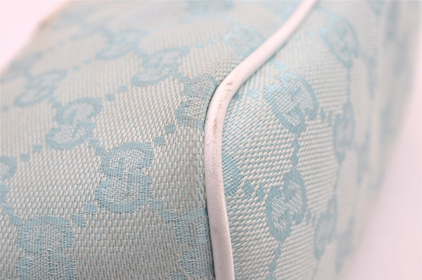 Authentic GUCCI Hand Bag Pouch Purse GG Canvas Leather 0391103 Blue 1588I