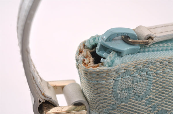 Authentic GUCCI Hand Bag Pouch Purse GG Canvas Leather 0391103 Blue 1588I