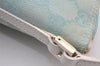 Authentic GUCCI Hand Bag Pouch Purse GG Canvas Leather 0391103 Blue 1588I
