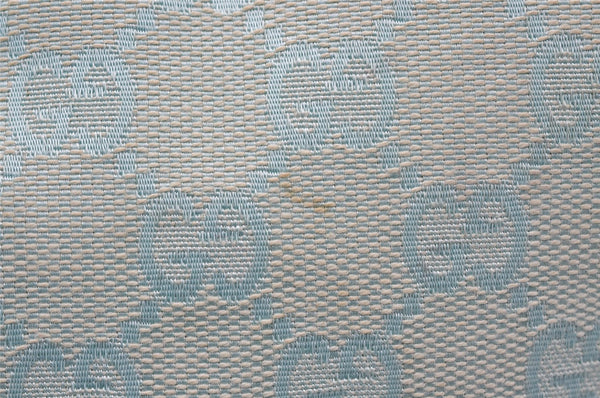 Authentic GUCCI Hand Bag Pouch Purse GG Canvas Leather 0391103 Blue 1588I