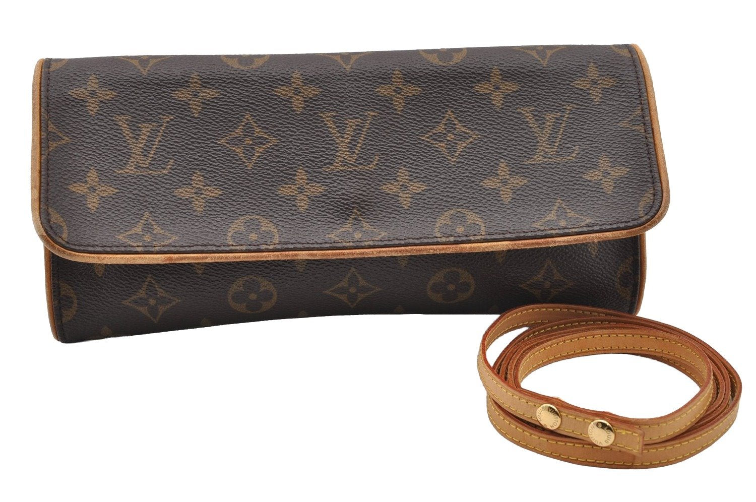 Authentic Louis Vuitton Monogram Pochette Twin GM Shoulder Bag M51852 LV 1590I