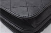 Authentic CHANEL Calf Skin Matelasse Full Flap Chain Shoulder Bag Black 1591D