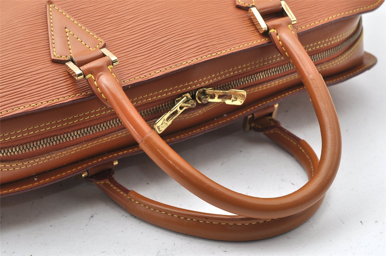 Authentic Louis Vuitton Epi Sorbonne Hand Business Bag Brown M54513 LV 1592I