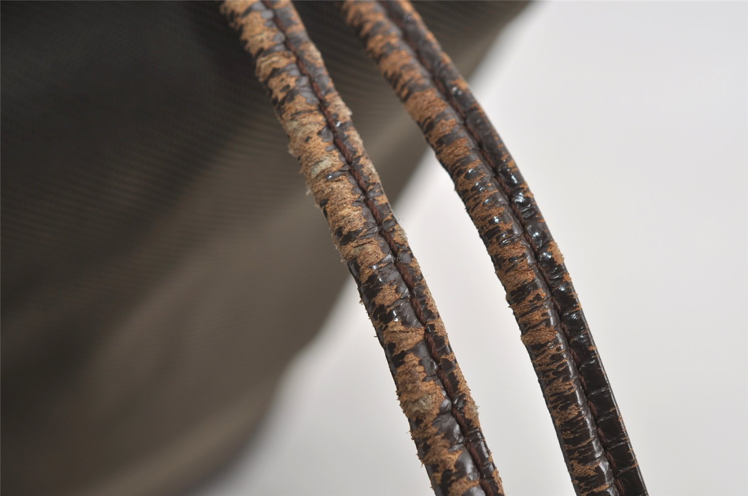 Authentic GUCCI Bamboo Shoulder Hand Bag Nylon Leather Khaki Green Brown 1594I