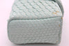 Authentic CHANEL Calf Skin CoCo Mark Cosmetic Pouch Purse Light Blue 1596I