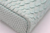 Authentic CHANEL Calf Skin CoCo Mark Cosmetic Pouch Purse Light Blue 1596I