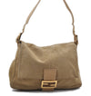 Authentic FENDI Mamma Baguette Shoulder Hand Bag Suede Leather Beige 1597D