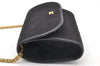 Authentic CHANEL Cotton Calf Matelasse Chain Shoulder Bag Purse Black CC 1597I