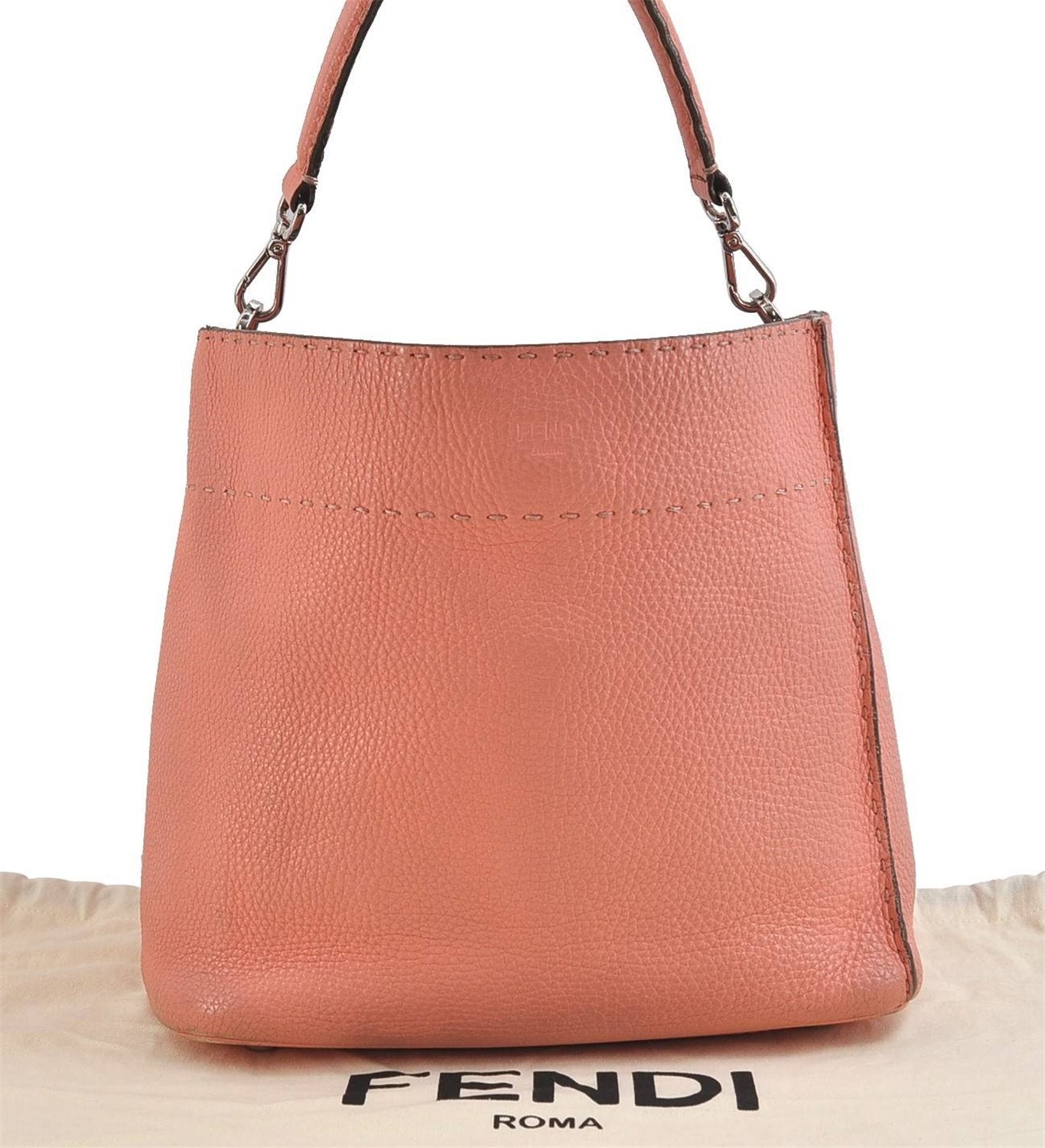 Authentic FENDI Selleria Shoulder Hand Bag Leather Pink 1598D