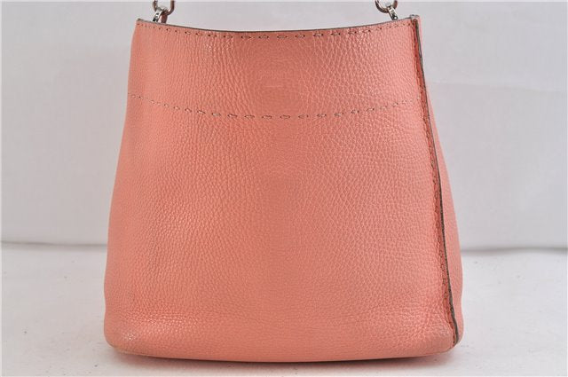 Authentic FENDI Selleria Shoulder Hand Bag Leather Pink 1598D