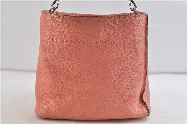 Authentic FENDI Selleria Shoulder Hand Bag Leather Pink 1598D