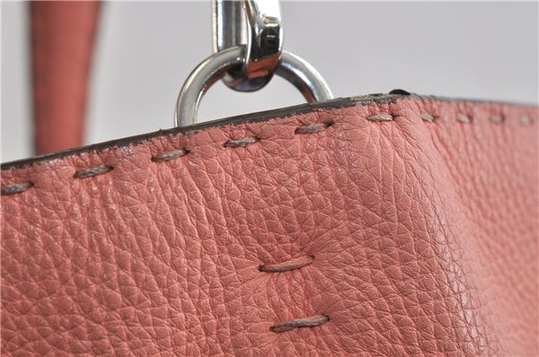 Authentic FENDI Selleria Shoulder Hand Bag Leather Pink 1598D