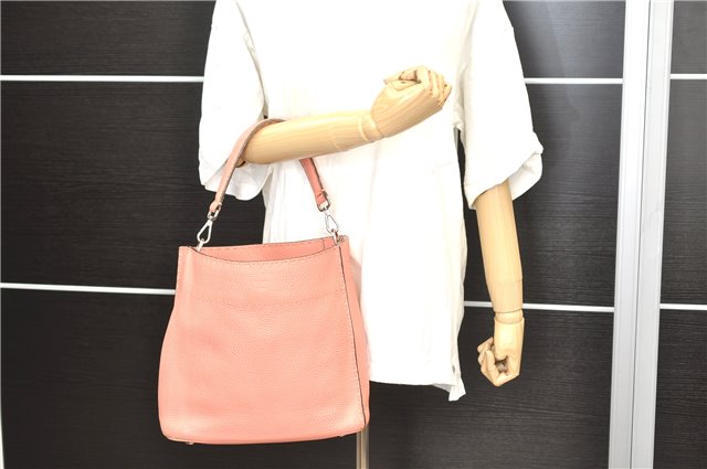 Authentic FENDI Selleria Shoulder Hand Bag Leather Pink 1598D