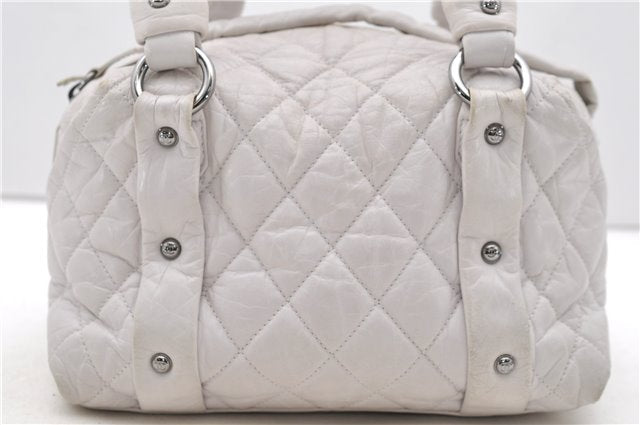 Authentic CHANEL Lady Braide Calf Skin Matelasse Chain Hand Bag White 1602D