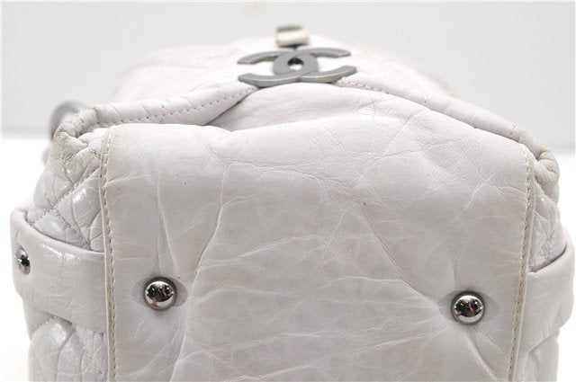 Authentic CHANEL Lady Braide Calf Skin Matelasse Chain Hand Bag White 1602D