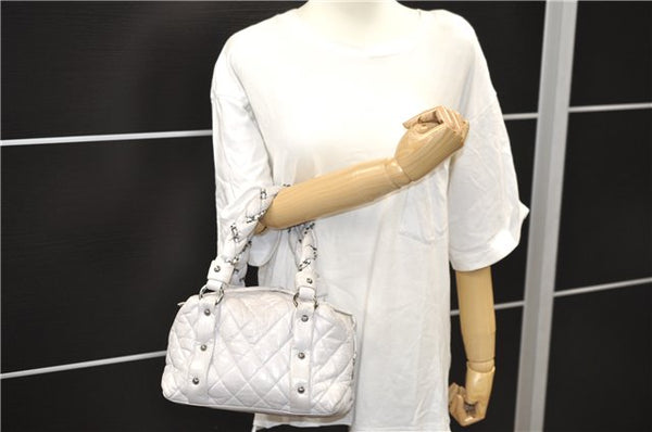 Authentic CHANEL Lady Braide Calf Skin Matelasse Chain Hand Bag White 1602D