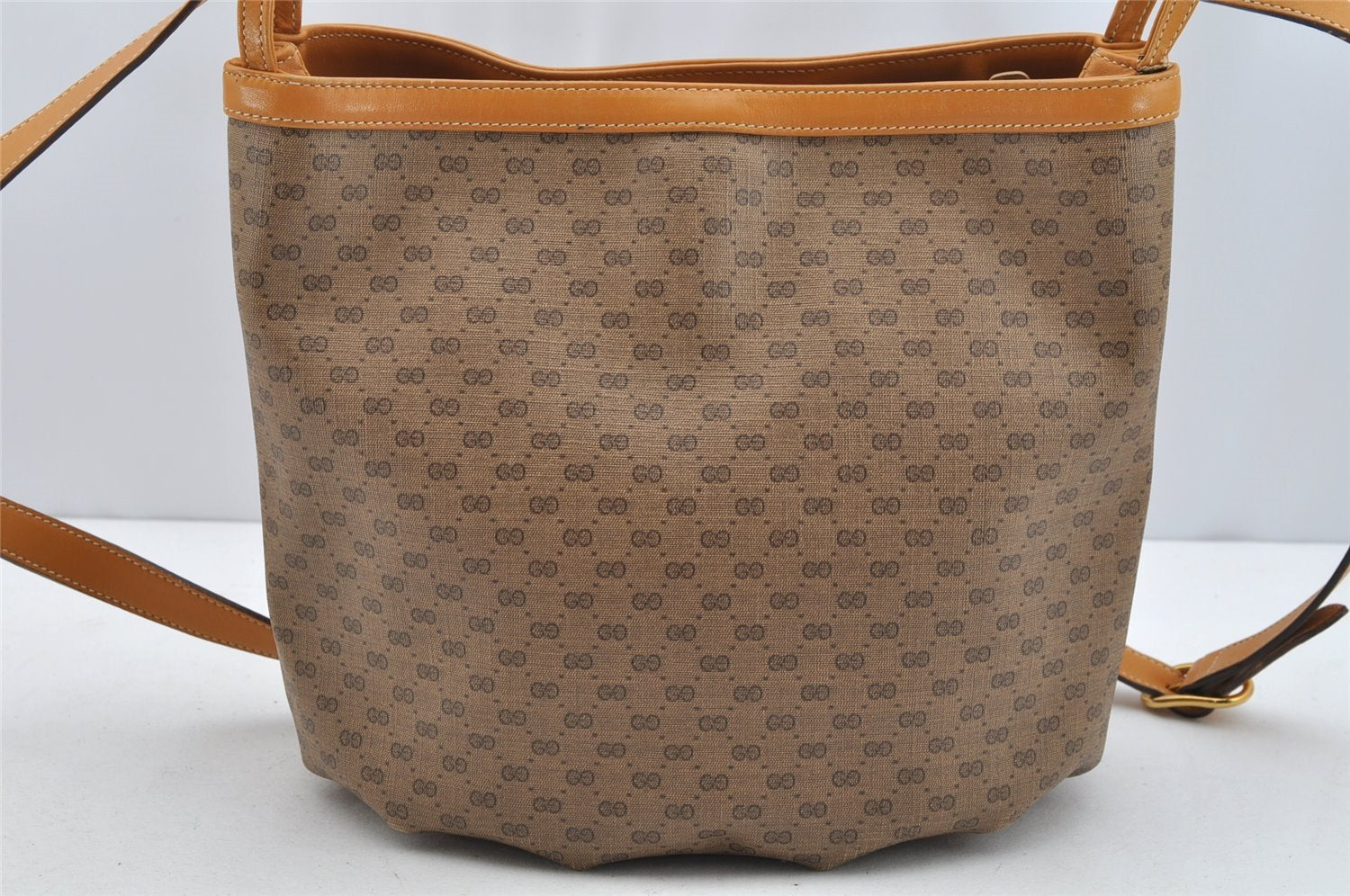 Authentic GUCCI Micro GG PVC Leather Shoulder Cross Body Bag Brown Junk 1603I