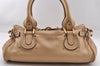 Authentic Chloe Paddington Vintage Leather Shoulder Hand Bag Purse Beige 1604I