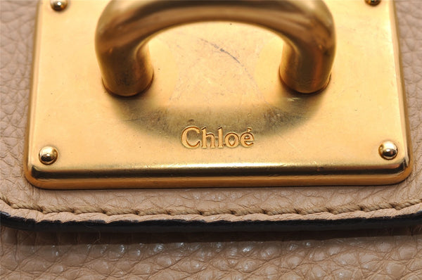 Authentic Chloe Paddington Vintage Leather Shoulder Hand Bag Purse Beige 1604I