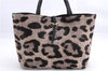 Authentic Ferragamo Gancini Unborn Calf Leather Hand Tote Bag Brown 1605E