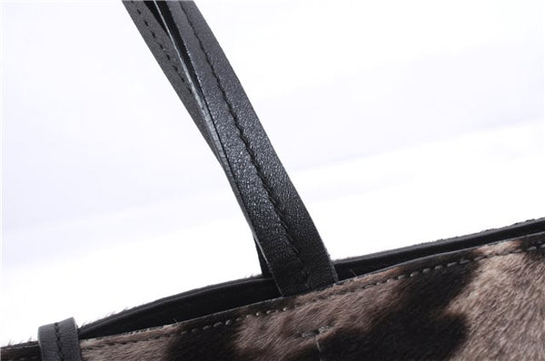 Authentic Ferragamo Gancini Unborn Calf Leather Hand Tote Bag Brown 1605E