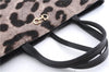 Authentic Ferragamo Gancini Unborn Calf Leather Hand Tote Bag Brown 1605E