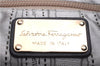 Authentic Ferragamo Gancini Unborn Calf Leather Hand Tote Bag Brown 1605E