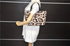 Authentic Ferragamo Gancini Unborn Calf Leather Hand Tote Bag Brown 1605E