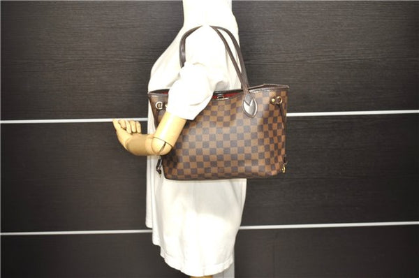 Authentic Louis Vuitton Damier Neverfull PM Tote Bag N51109 LV 1606D