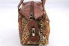 Authentic Salvatore Ferragamo Botanical 2Way Hand Bag Nylon Leather Brown 1606E