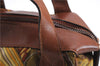 Authentic Salvatore Ferragamo Botanical 2Way Hand Bag Nylon Leather Brown 1606E