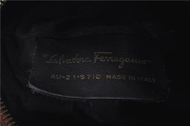 Authentic Salvatore Ferragamo Botanical 2Way Hand Bag Nylon Leather Brown 1606E