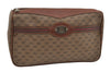 Authentic GUCCI Web Sherry Line Micro GG Clutch Bag PVC Leather Brown 1607I