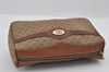 Authentic GUCCI Web Sherry Line Micro GG Clutch Bag PVC Leather Brown 1607I