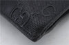 Authentic GUCCI GG Emboss Clutch Hand Bag Pouch Purse Leather 625569 Black 1608D