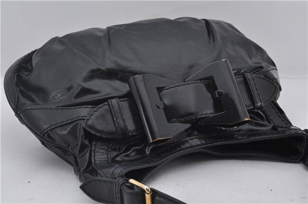 Authentic GUCCI Queen Hobo Shoulder Hand Bag PVC Leather 189885 Black 1608E