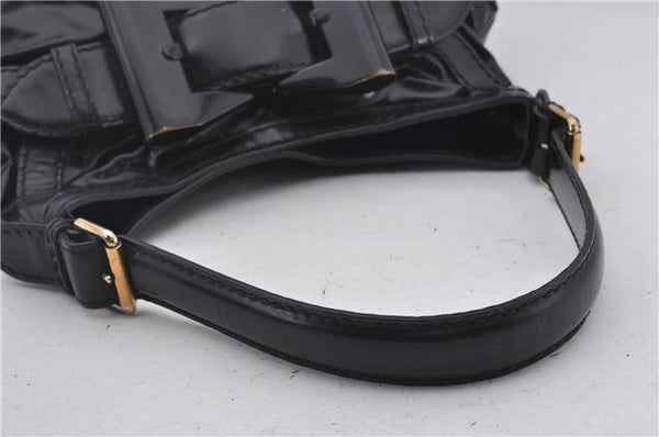 Authentic GUCCI Queen Hobo Shoulder Hand Bag PVC Leather 189885 Black 1608E