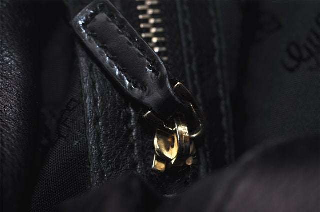 Authentic GUCCI Queen Hobo Shoulder Hand Bag PVC Leather 189885 Black 1608E