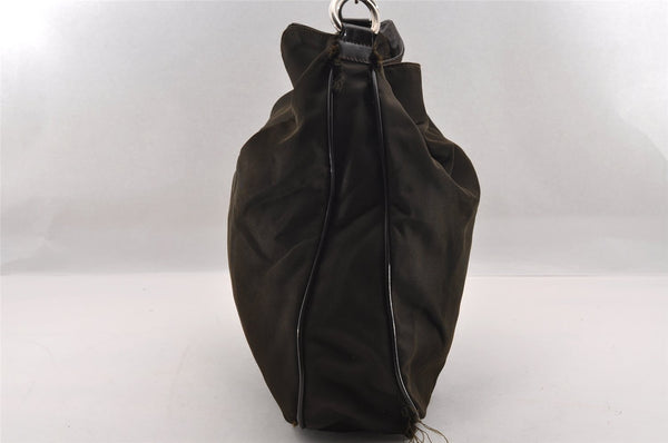 Authentic GUCCI Vintage Bamboo 2Way Shoulder Tote Bag Nylon Leather Brown 1609I