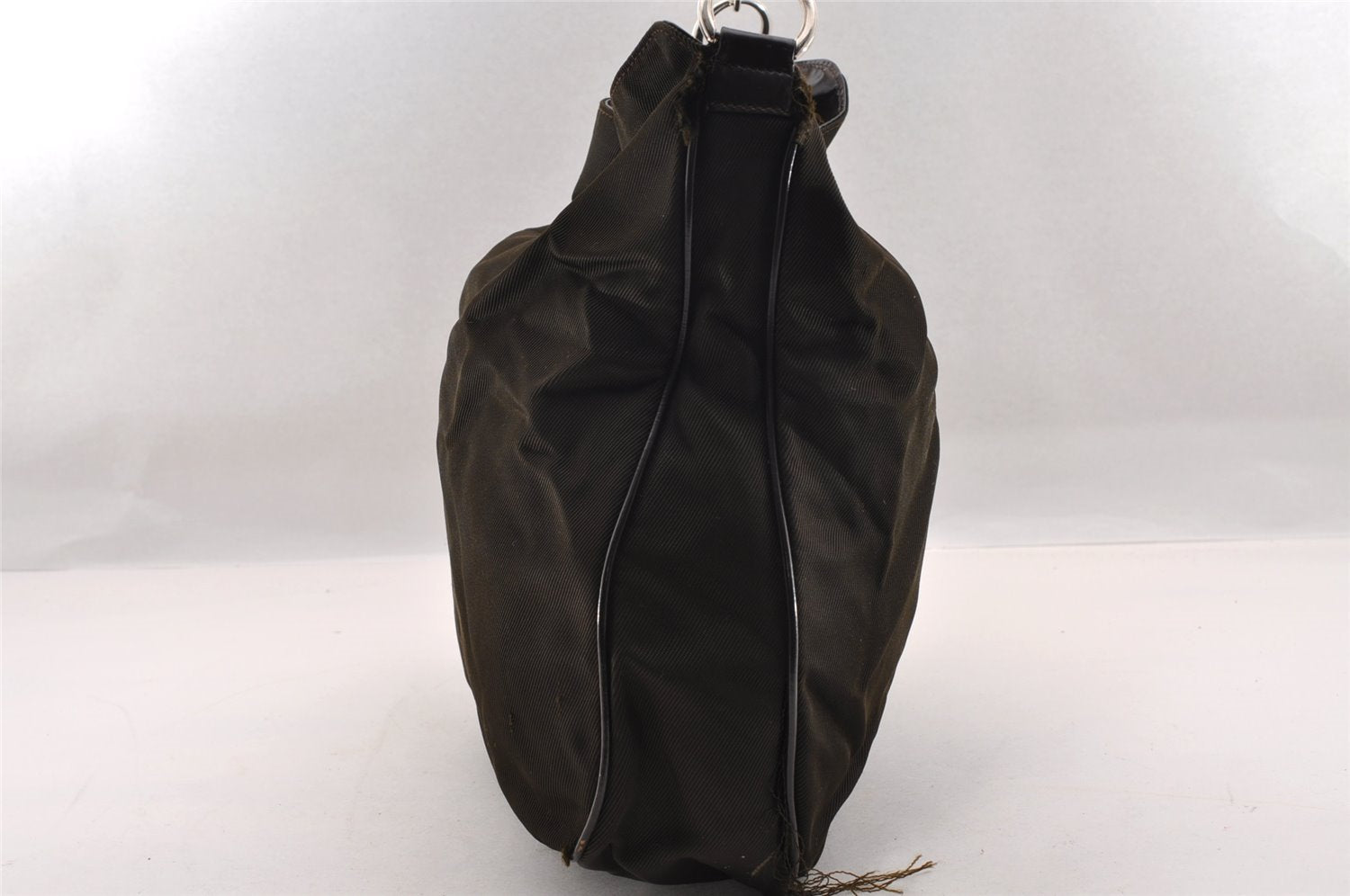 Authentic GUCCI Vintage Bamboo 2Way Shoulder Tote Bag Nylon Leather Brown 1609I