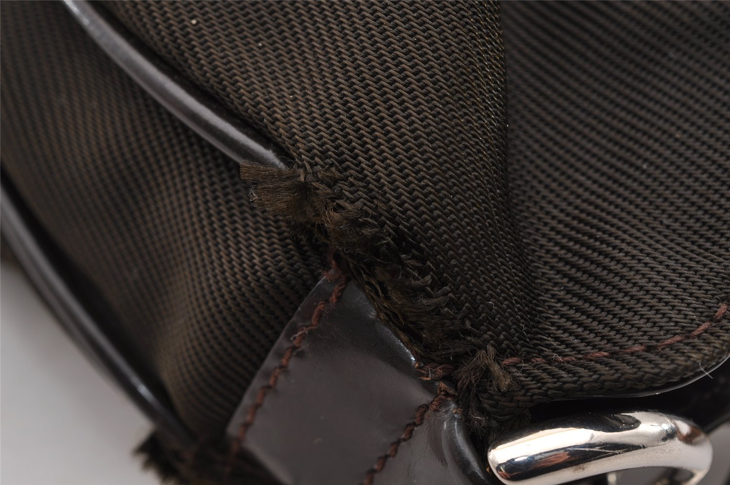 Authentic GUCCI Vintage Bamboo 2Way Shoulder Tote Bag Nylon Leather Brown 1609I