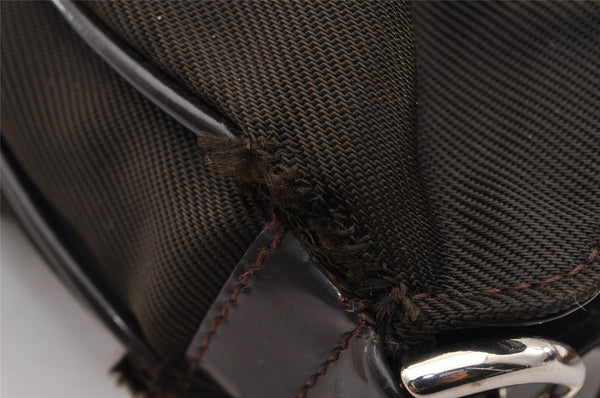 Authentic GUCCI Vintage Bamboo 2Way Shoulder Tote Bag Nylon Leather Brown 1609I