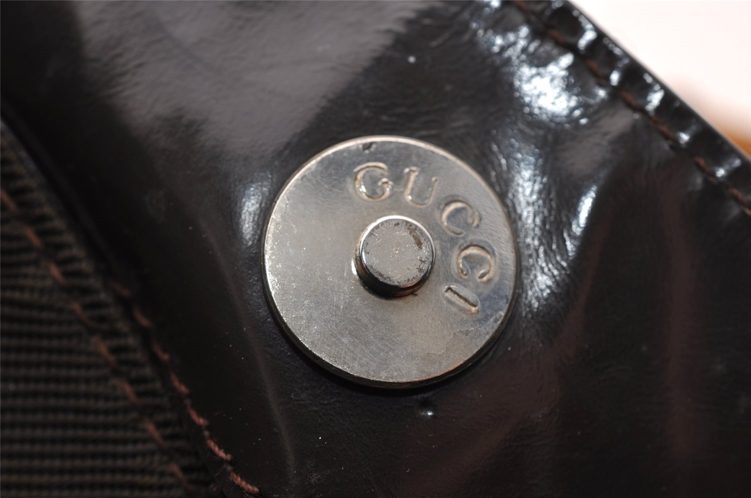 Authentic GUCCI Vintage Bamboo 2Way Shoulder Tote Bag Nylon Leather Brown 1609I