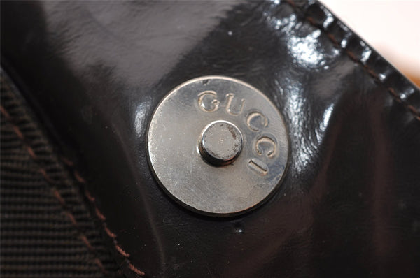 Authentic GUCCI Vintage Bamboo 2Way Shoulder Tote Bag Nylon Leather Brown 1609I