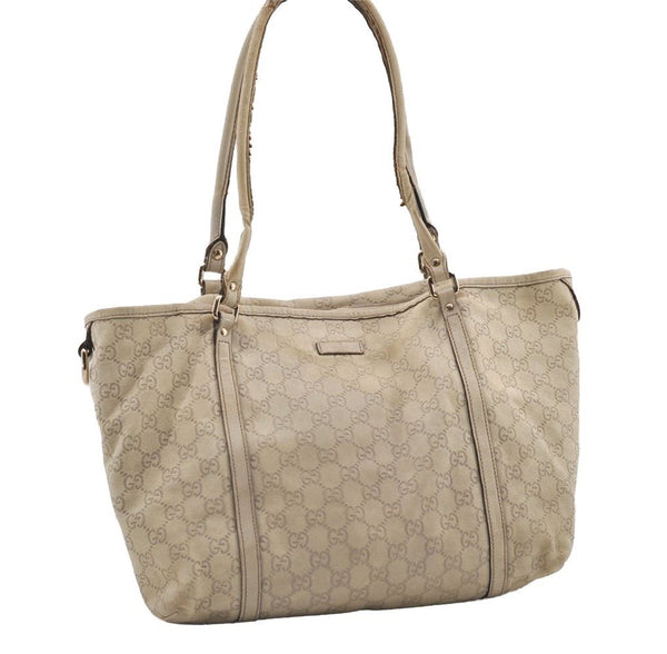 Authentic GUCCI Guccissima Shoulder Tote Bag GG Leather 197953 White 1610I